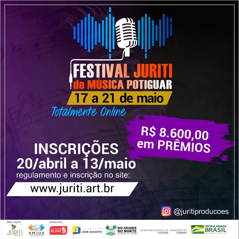 Estão abertas as inscrições para o Festival Juriti de Música Potiguar